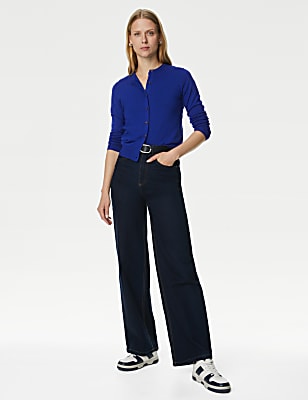 Crew Neck Button Front Cardigan