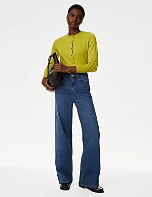 Crew Neck Button Front Cardigan