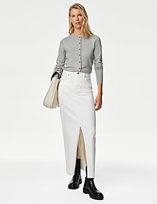 Crew Neck Button Front Cardigan