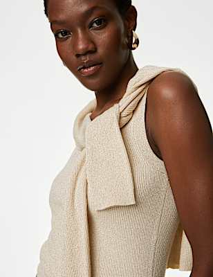 Sparkly Crew Neck Knitted Vest