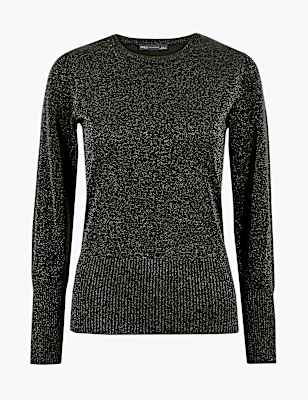 Lurex Gathered Shoulder Jumper