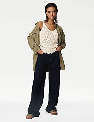 Pointelle Textured V Neck Knitted Vest