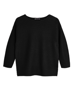 Pure Cotton Textured Crew Neck Jumper