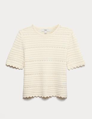 Cotton Rich Open Stitch Knitted Top