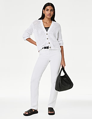 Cotton Rich Textured V-Neck Cardigan