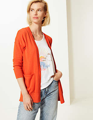 Pure Cotton Open Front Cardigan