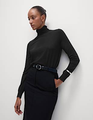 Pure Merino Wool Roll Neck Jumper