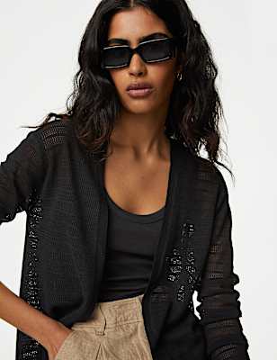 Edge to Edge Cardigan with Linen