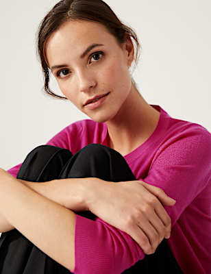 Pure Merino Wool Crew Neck Cardigan