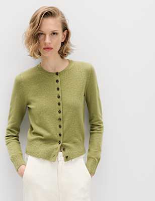 Air-Yarn Crew Neck Short Cardigan