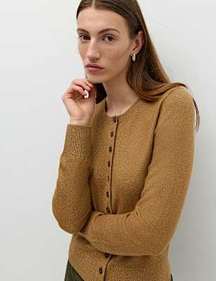 Air-Yarn Crew Neck Short Cardigan
