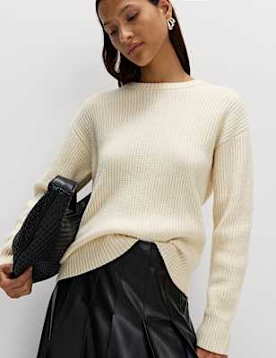 Cloud-Yarn Ribbed Crew Neck Jumper