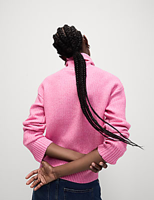 Cloud Yarn Textured Roll Neck Jumper