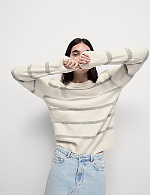 Cloud-yarn Sequin Striped Jumper