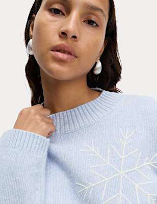 Cloud-Yarn Embroidered Crew Neck Jumper