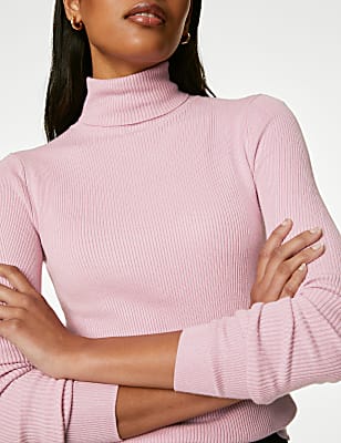 Viscose Mix Textured High Neck Jumper