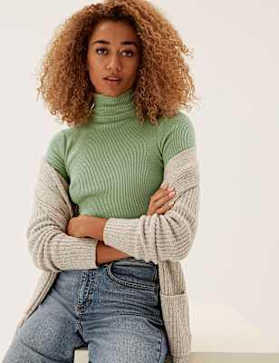 Viscose Mix Textured High Neck Jumper
