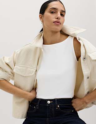 Cotton Rich Slash Neck Slim Fit Vest