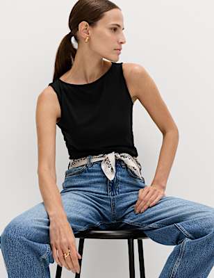 Cotton Rich Slash Neck Slim Fit Vest