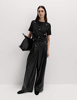 Pure Cotton Embellished Bow Top