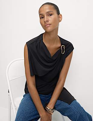 Jersey Hardware Detail Asymmetric Top