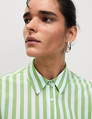 Pure Cotton Striped Collared Shirt