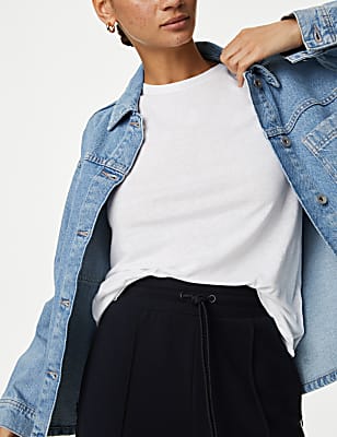 Linen Blend Crew Neck Top