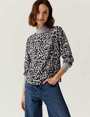 Printed High Neck Sweatshirt