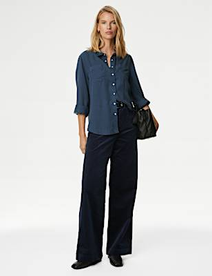 Lyocell Tea Dyed Collared Shirt