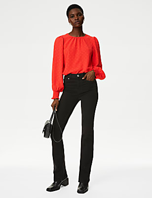 Textured Crew Neck Blouse