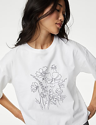 Pure Cotton Embroidered T-Shirt