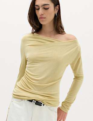 Slinky Asymmetric Neckline Top