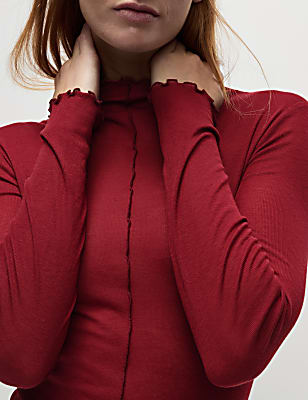 Lyocell Blend Funnel Neck Top