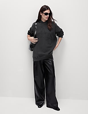 Pure Cotton Embellished Longline Hoodie