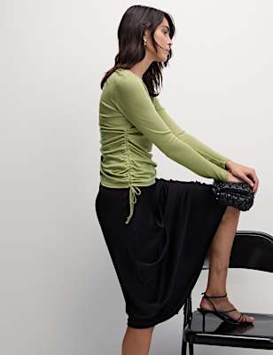 Lyocell Rich Ruched Top with Wool