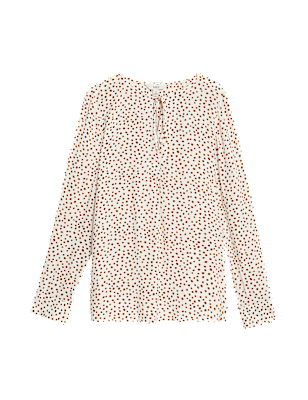 Printed Tie Neck Blouse