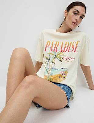 Pure Cotton Graphic Oversized T-Shirt