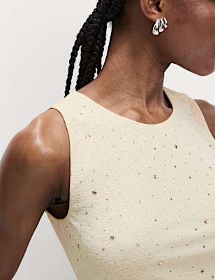 Embellished Crew Neck Vest Top