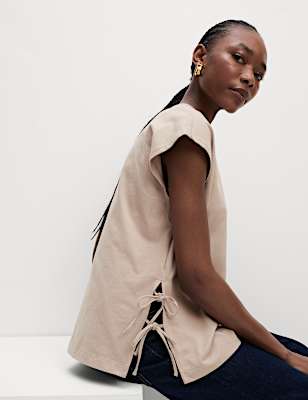 Pure Cotton Side Tie Jersey T-Shirt