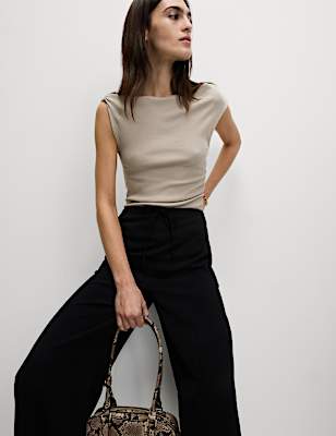 Cotton Rich Asymmetric Neck Vest