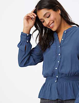 Waisted Long Sleeve Blouse