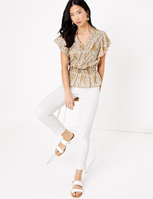 Pure Cotton Floral V-Neck Blouse