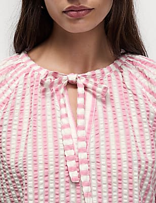 Pure Cotton Textured Striped Top