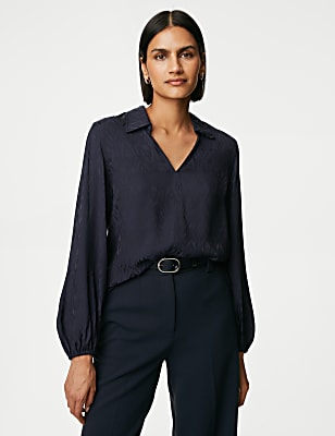 Jacquard Collared Relaxed Shirt