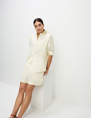 Pure Cotton Collared Button Through Oversized Shirt