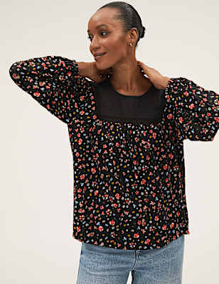 Pure Cotton Printed Long Sleeve Top