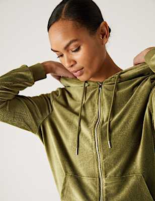 Velour Zip Up Hoodie