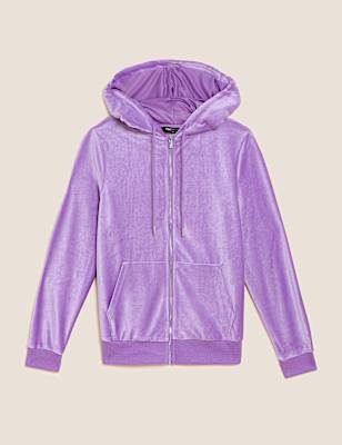 Velour Zip Up Hoodie