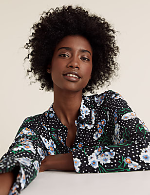 Floral Collared Long Sleeve Shirt