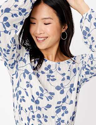 Ditsy Floral Waisted Long Sleeve Blouse